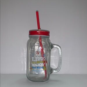 Splash Red and White Drinkware Mason Jar
